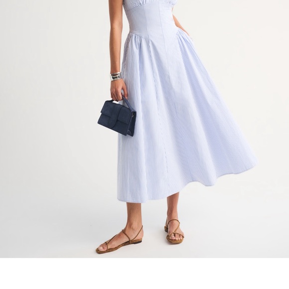 Abercrombie & Fitch Light Blue Striped Midi Dylan Dress - Picture 6 of 6